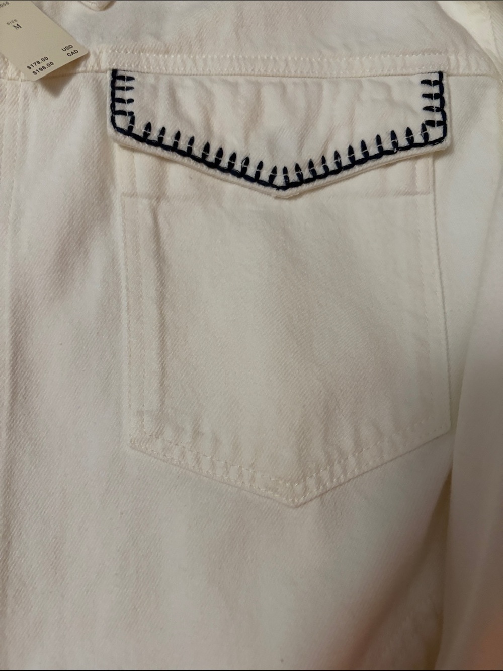 Pilcro Cream Denim Jacket with Black Contrast Stitching - Picture 3 of 4